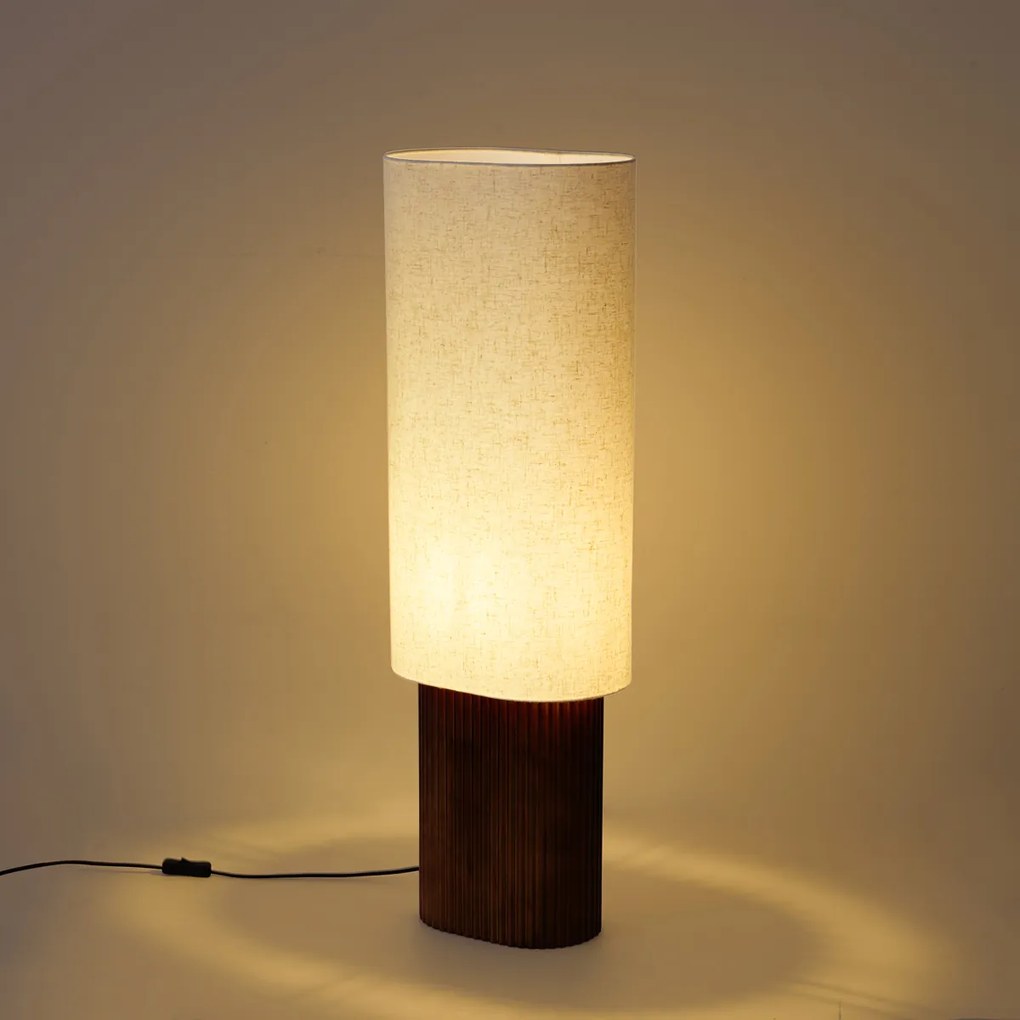 Lampada da terra Japandi in legno di noce con paralume in tessuto 90 cm - Lamel
