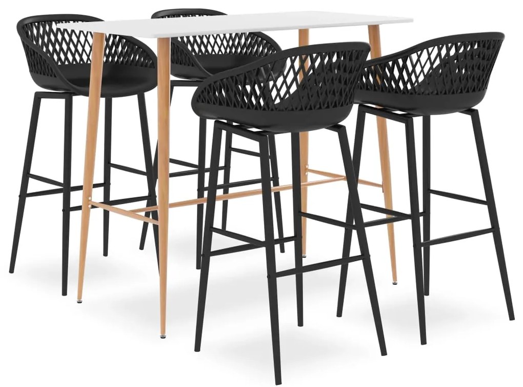 Set Da Bar 5 Pz Bianco E Nero /