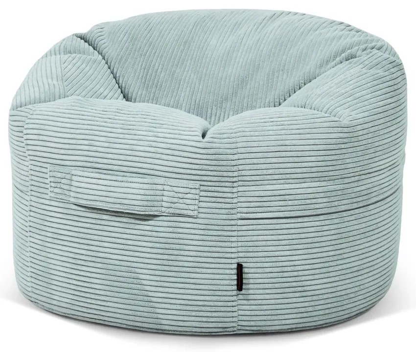 Pouf a sacco per bambini color menta con rivestimento in velluto a coste Roll 80 – SLOWDOWN