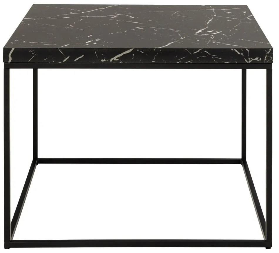 Tavolino nero con piano in marmo 60x60 cm Barossa - Actona