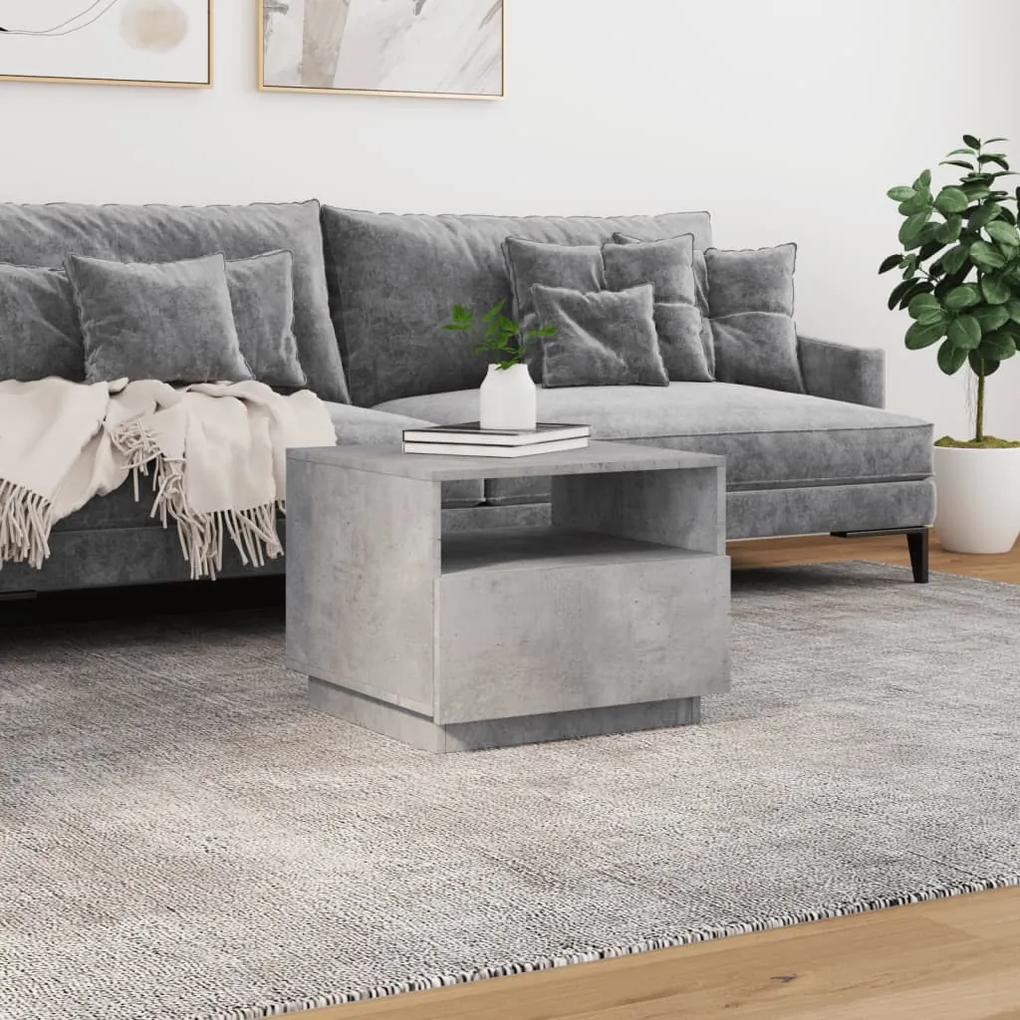 Tavolino da soggiorno con luci led grigio cemento 50x49x40 cm