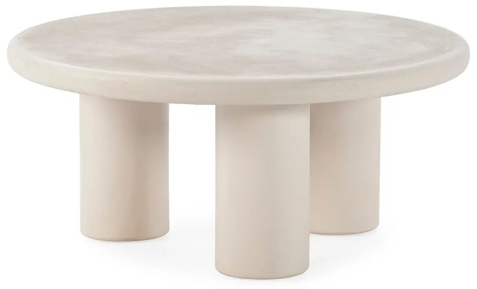 Tavolino da salotto rotondo color crema con effetto pietra ø 80 cm Iriel – MOME