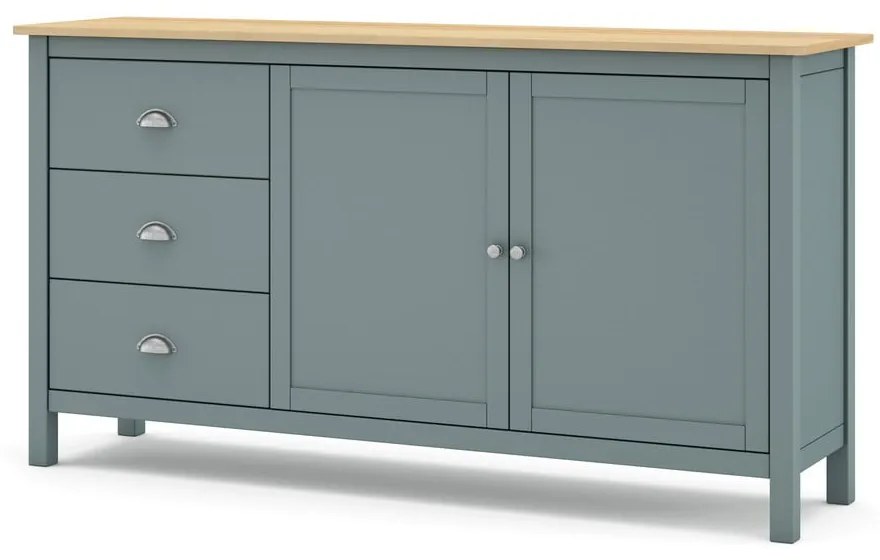 Cassettiera verde polveroso in pino massiccio 150x80x40 cm Misti – Marckeric