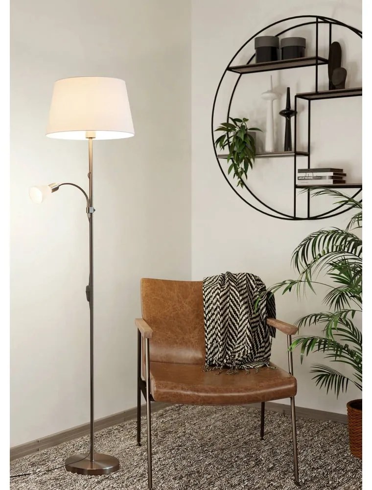 Lampada da terra grigia con paralume in vetro/con paralume in tessuto (altezza totale 170 cm) CONESA – EGLO