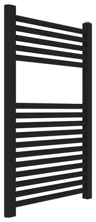 Termoarredo design nero opaco L 50x77 interasse 45 cm completo di valvole