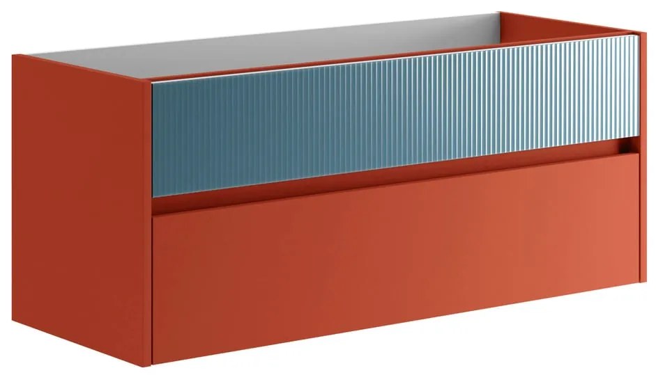 Mobile da bagno sospeso sotto lavabo L 119.5 x H 50 x P 45.5 cm blu opaco, 2 cassetti Niwa