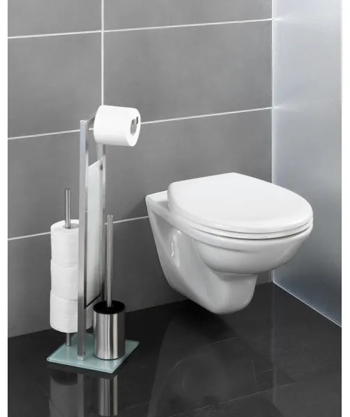 WENKO 21564100 - Scopino WC RIVALTA 18x70 cm acciaio inox/argento/bianco/nero