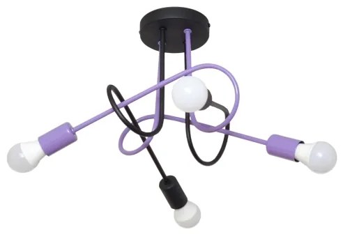 Lampadario a plafone OXFORD 4xE27/15W/230V nero/viola