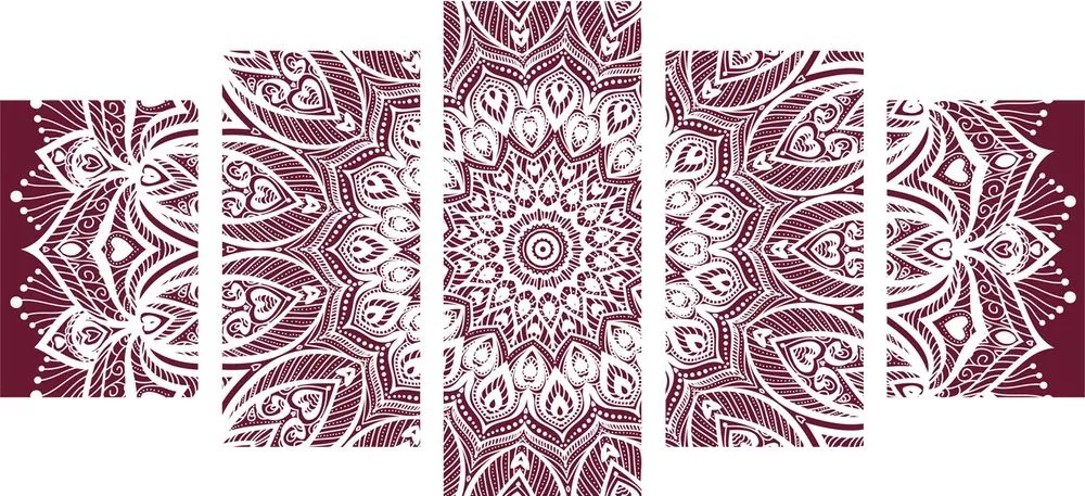 Quadri 5 pezzi – Mandala armonia su sfondo rosa