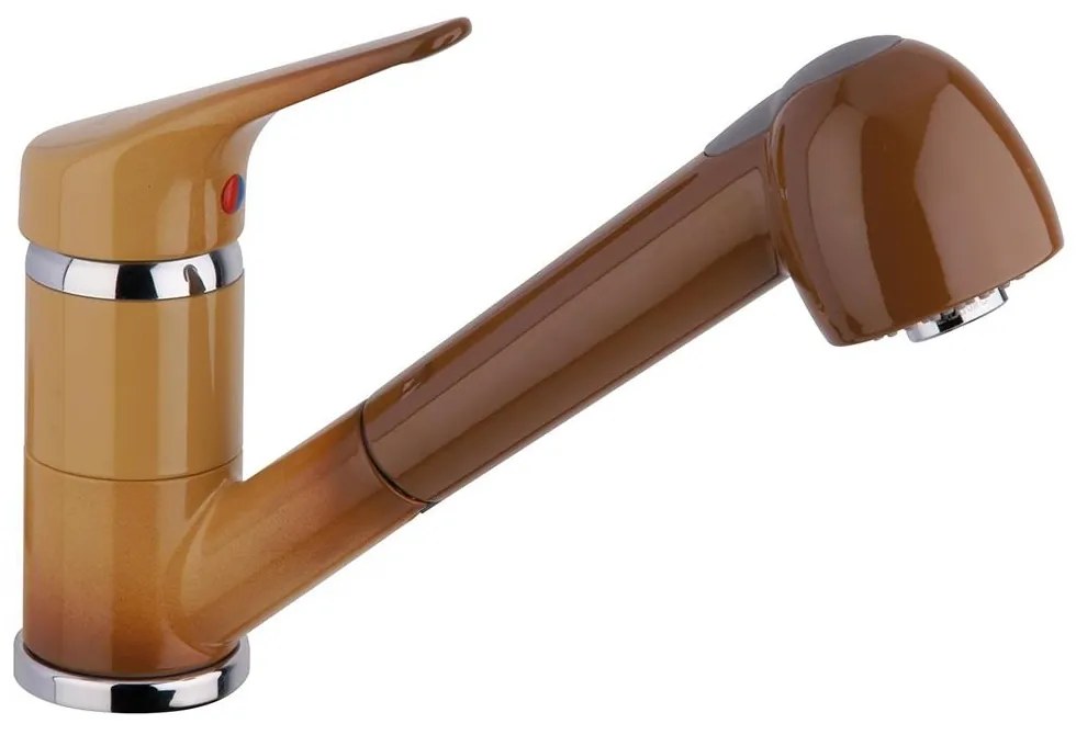 Miscelatore cucina per lavello color terra di francia con doccia estraibile Piralla