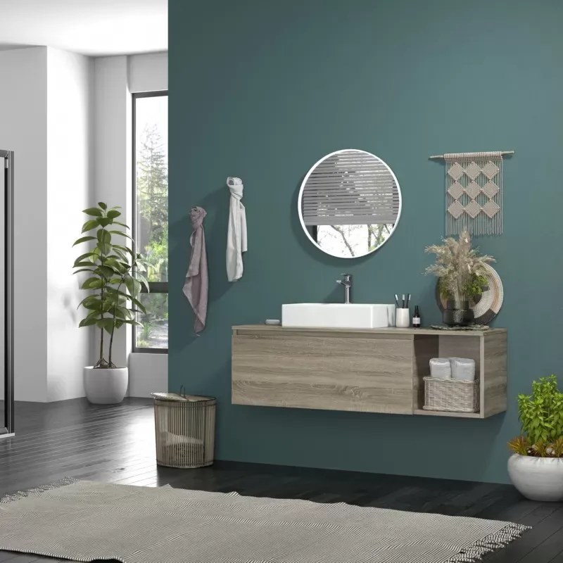 Mobile bagno 135 cm sospeso con vano a giorno a destra SP-135V - KAMALU
