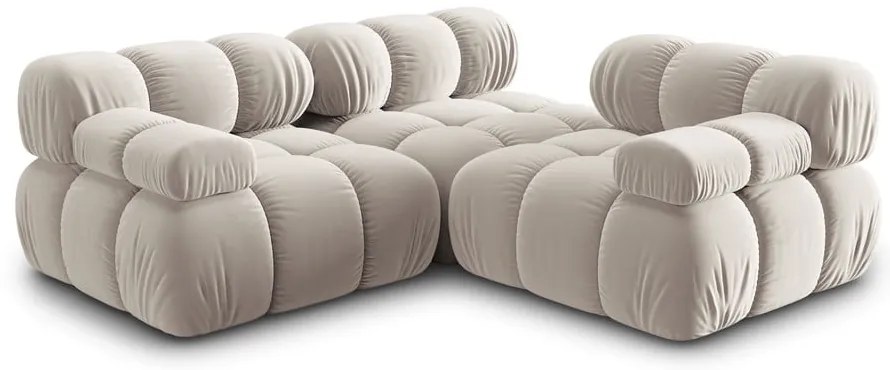 Divano componibile beige con rivestimento in velluto 282 cm Bellis – Micadoni