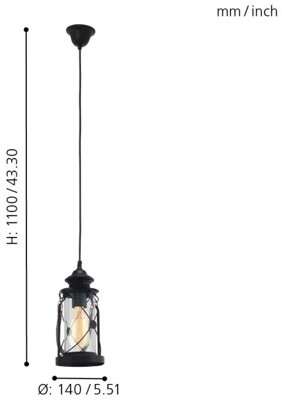Eglo 49213 - Lampadario BRADFORD 1xE27/60W/230V