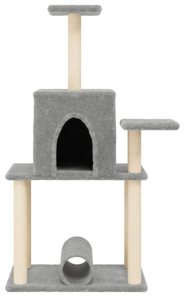 Albero per gatti con tiragraffi in sisal grigio chiaro 122 cm