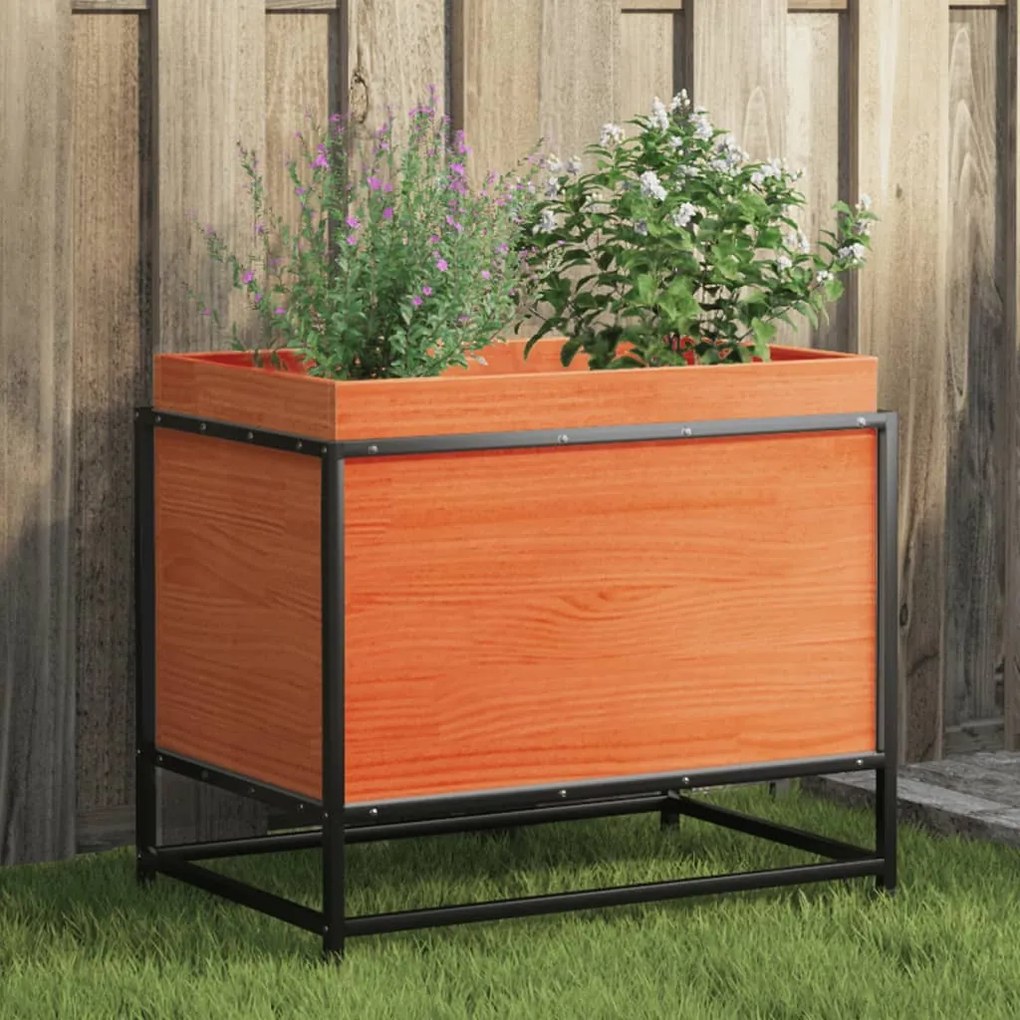 Fioriera Giardino Marrone Cera 60x50x40 Cm Legno Massello Pino /