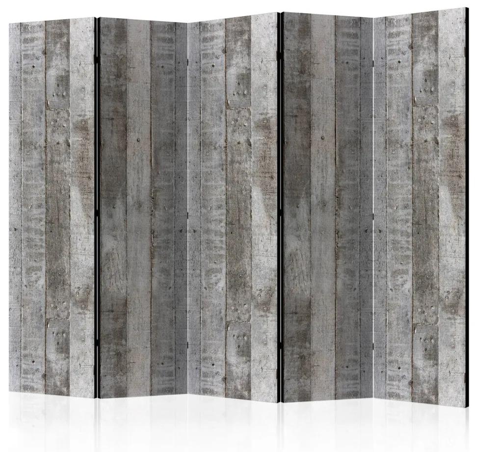 Paravento design Cassero di cemento II - tavole di legno con texture di cemento