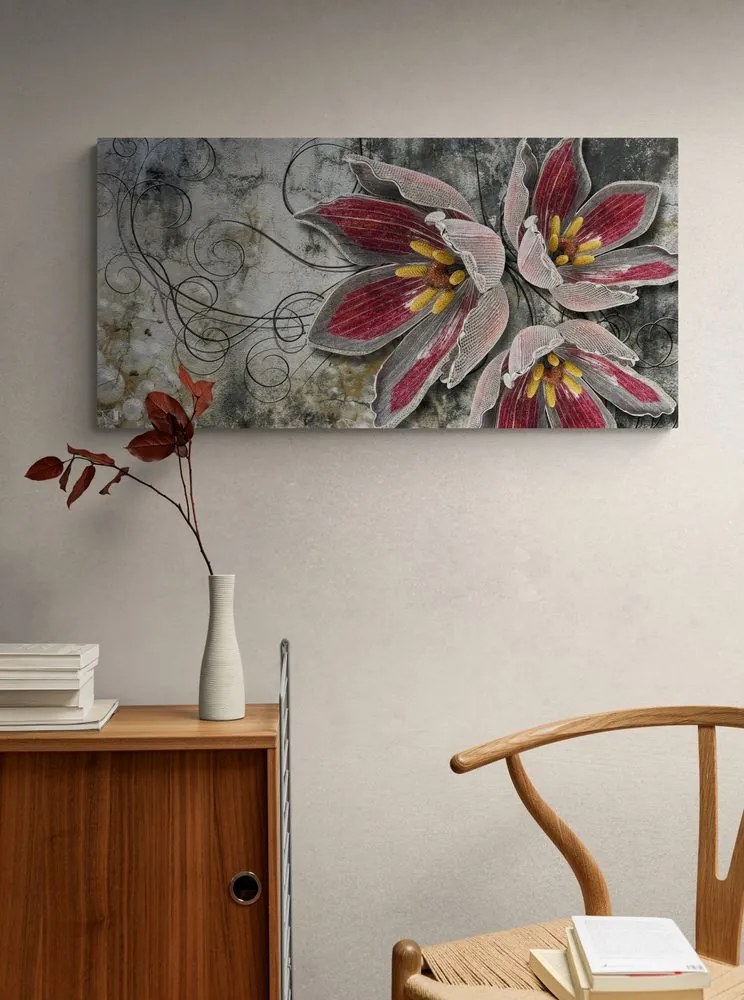 Stampa su tela – Fiori con perle
