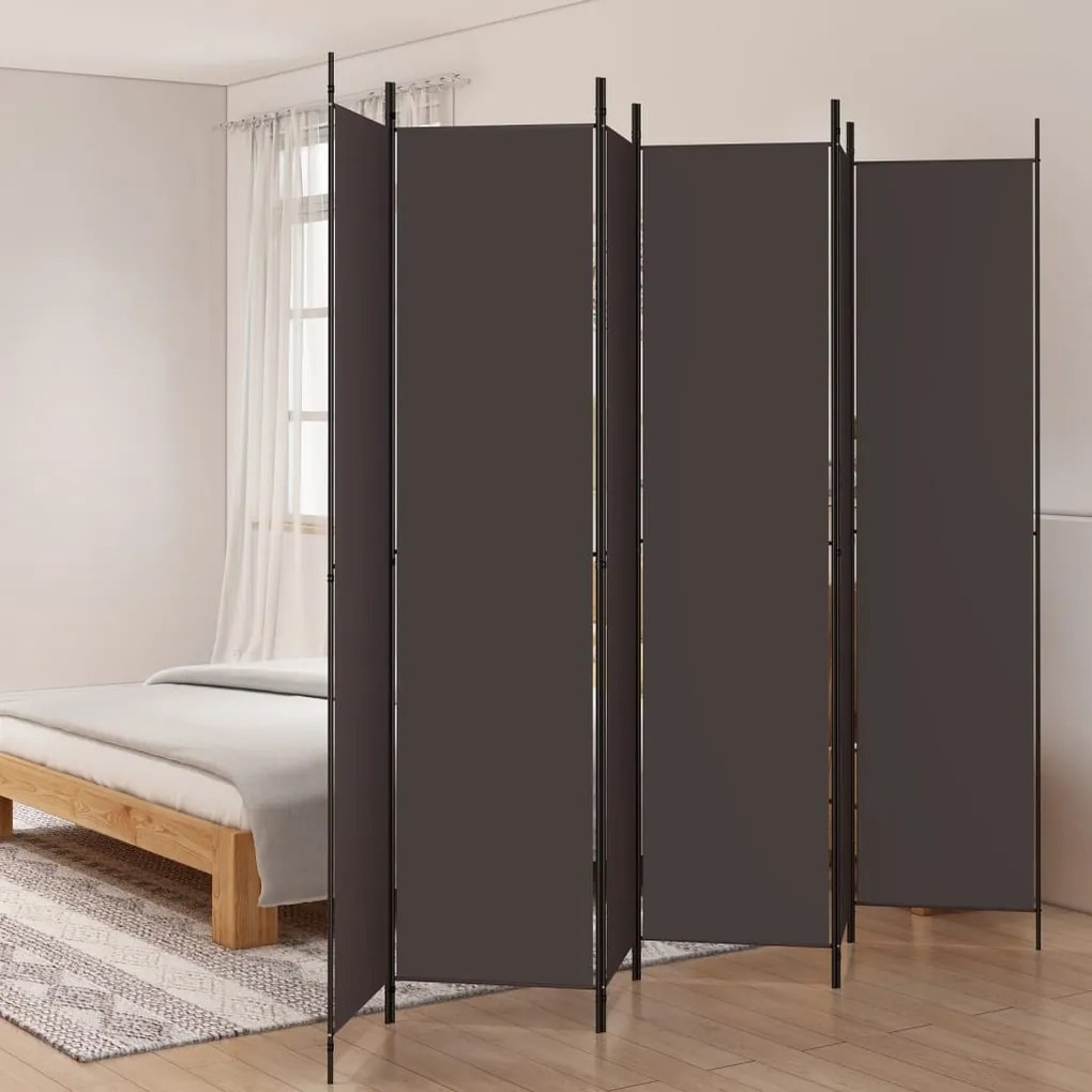 Divisorio A 6 Pannelli Marrone 300x220 Cm İn Tessuto /