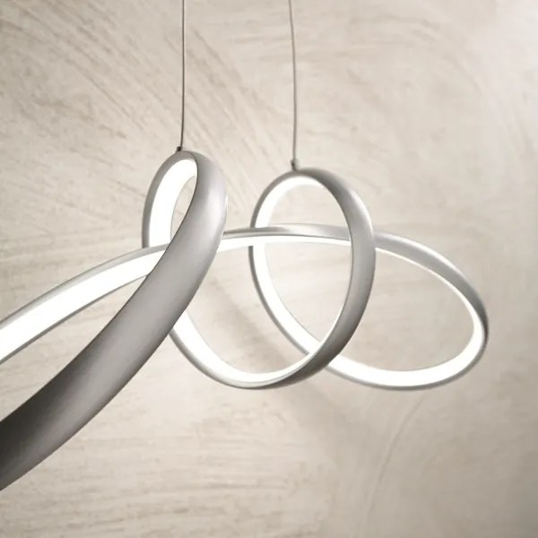 Lampada a sospensione LUMEN a LED in metallo Silver - Piccolo 85 cm