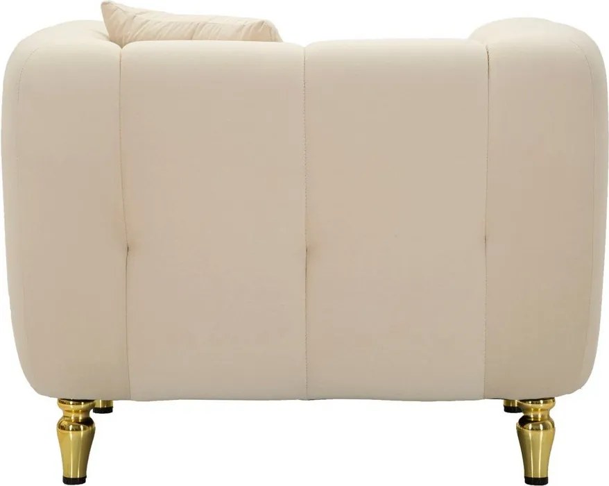 Poltrona color crema con poggioli/con gambe con rivestimento in velluto Alma – Mauro Ferretti