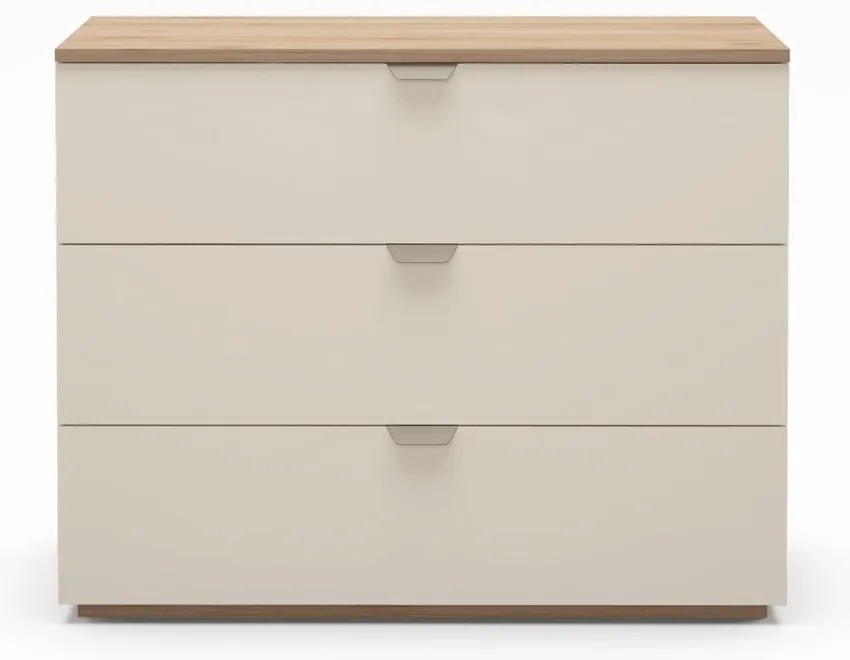 Cassettiera effetto rovere in colore crema-naturale 100x80x40 cm Dennis - Marckeric