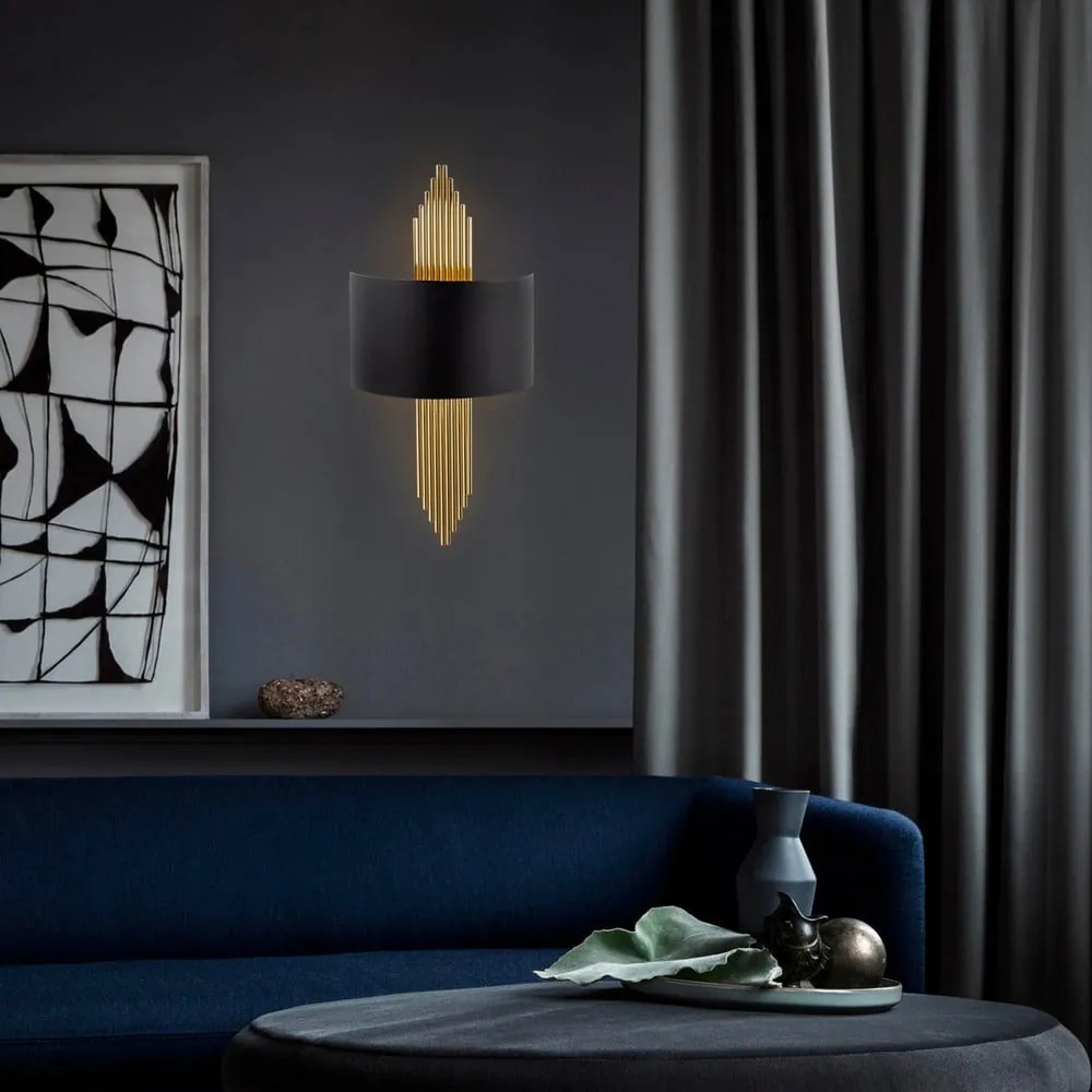 Lampada da parete nera/dorata Rayi – Opviq lights