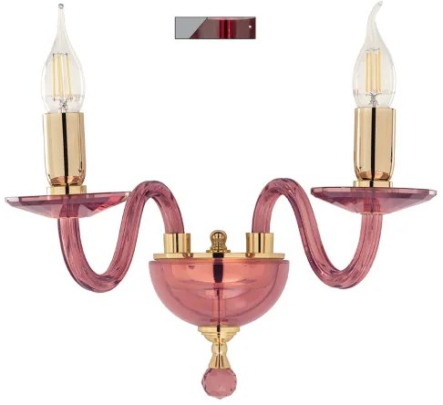Applique PAGANINI a 2 Luci in vetro lavorato a mano 38 cm Rubino