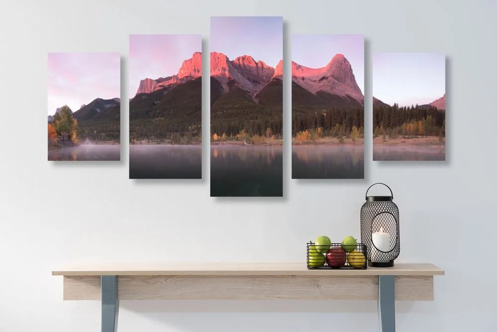 Quadri 5 pezzi – Tramonto sulle Dolomiti