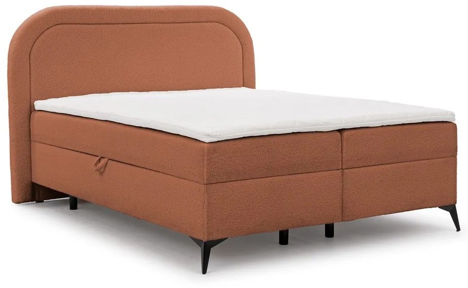 Letto boxspring arancione con contenitore 200x200 cm Ornes – Ropez
