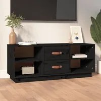 Mobile Porta TV Nero 100x34x40 cm in Legno Massello di Pino cod mxl 16366