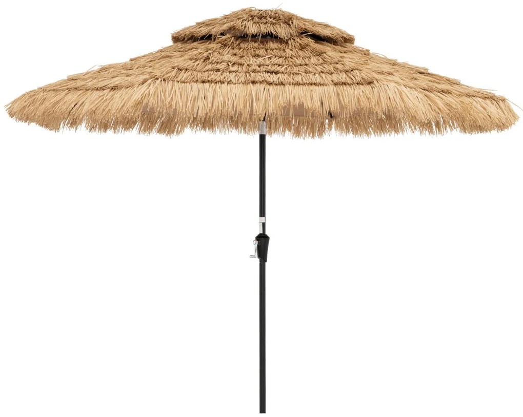 Costway Ombrellone in stile hawaiano 256 cm per spiaggia giardino, Ombrellone da patio con copertura di paglia Naturale