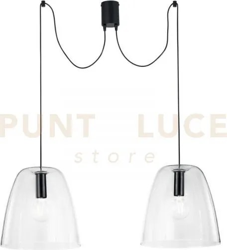 Lampadario a sospensione ares trasparente 2 luci attacco e27 2x250c...