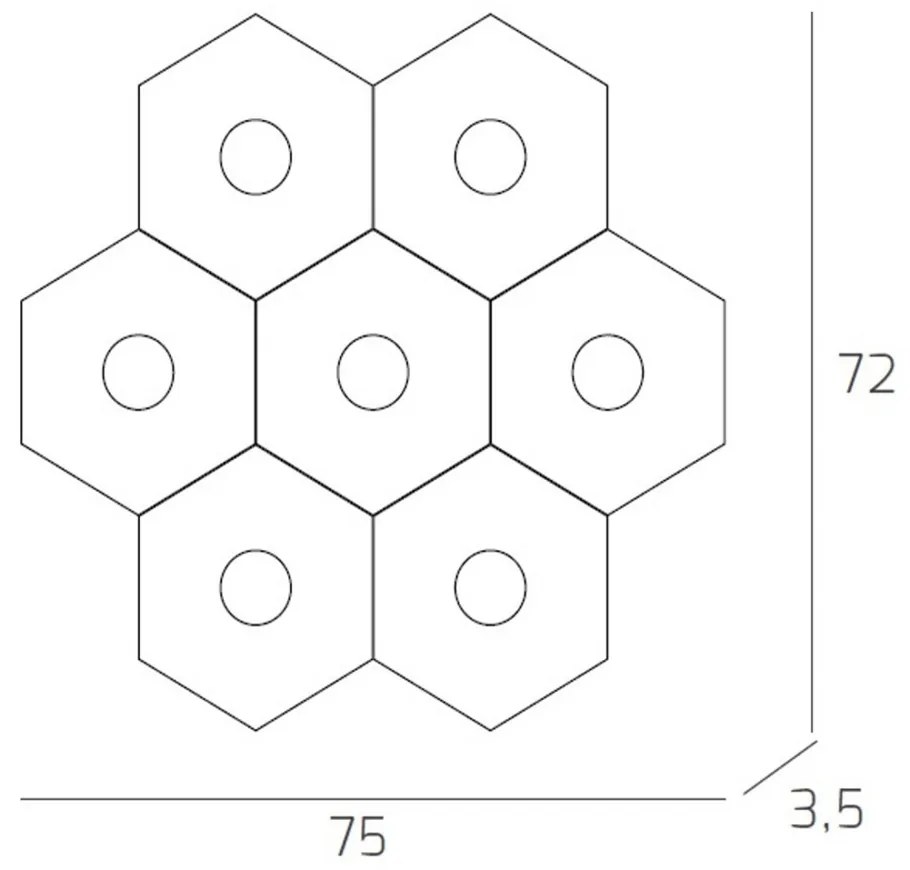Plafoniera Moderna Hexagon Metallo Marrone 7 Luci Led 12X7W
