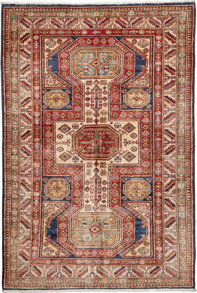 Kazak Tappeto 120 x 180 Blu (Pakistan) Annodato A Mano