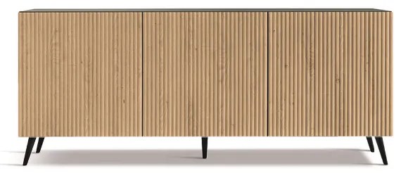 Madia 180 cm in legno Antracite e Rovere 3 ante con 5 piedini - RONDA