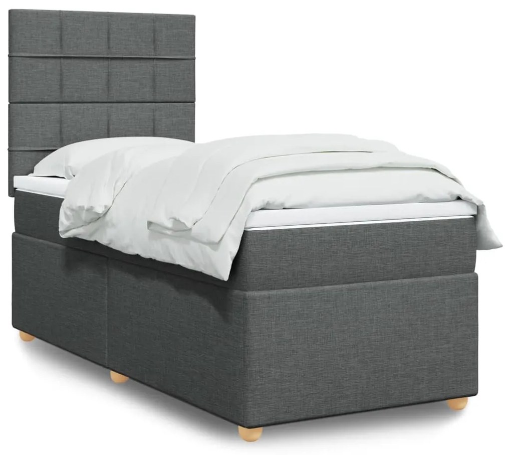 Giroletto A Molle Con Materasso Grigio Scuro 100x200 Cm Tessuto /