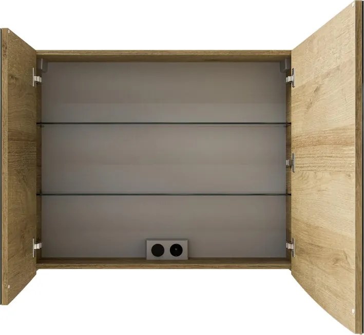 Specchio Contenitore Con Illuminazione PELIPAL rovere riviera L 85 x H 70 x P 17 cm, completo di presa ed interuttore