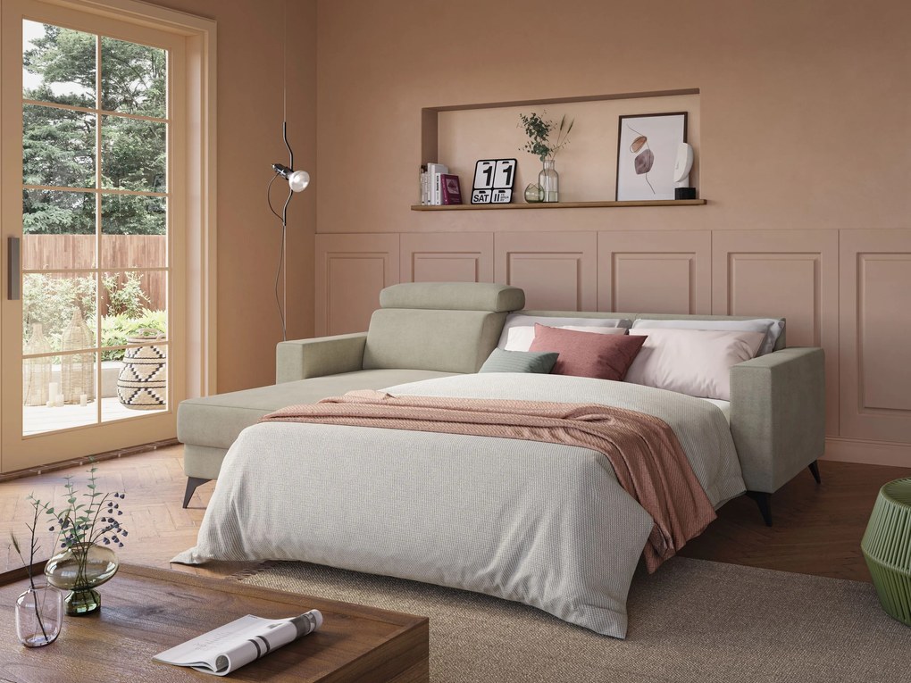 Pegaso divano letto angolare con poggiatesta reclinabili e rivestimento impermeabile T02