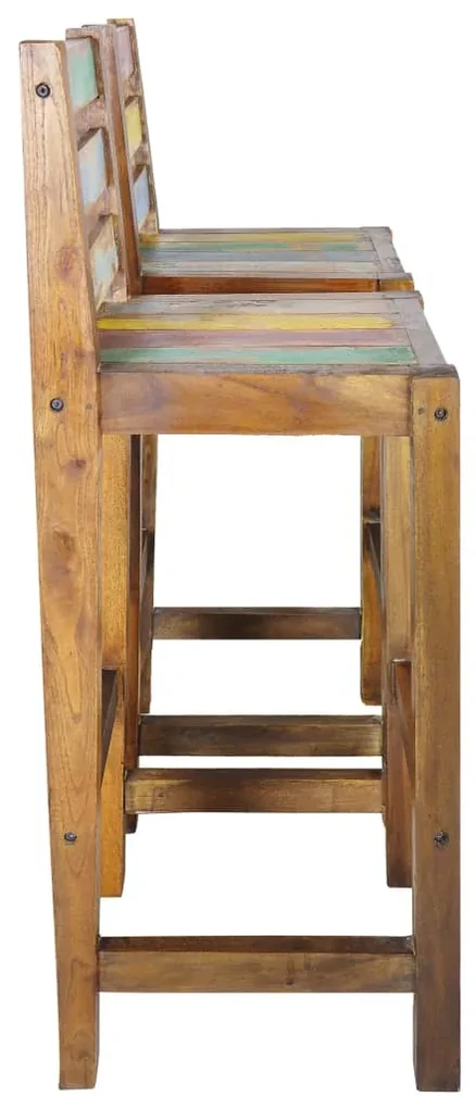 Sgabelli da bar 2 pz in legno massello di recupero