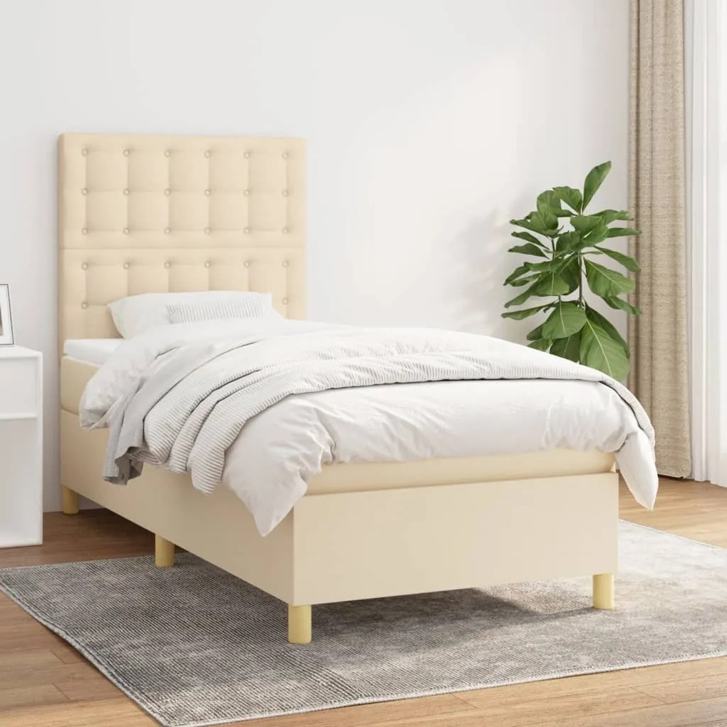 Giroletto A Molle Con Materasso Crema 100x200 Cm İn Tessuto /