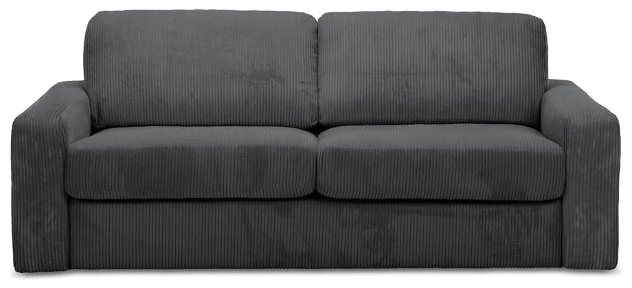 Divano grigio scuro allungabile con rivestimento in velluto a coste 195 cm Nona – Makamii