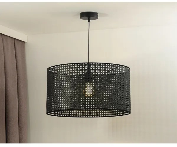 Duolla - Lampadario a sospensione con filo ROLLER RATTAN 1xE27/15W/230V diametro 45 cm nero