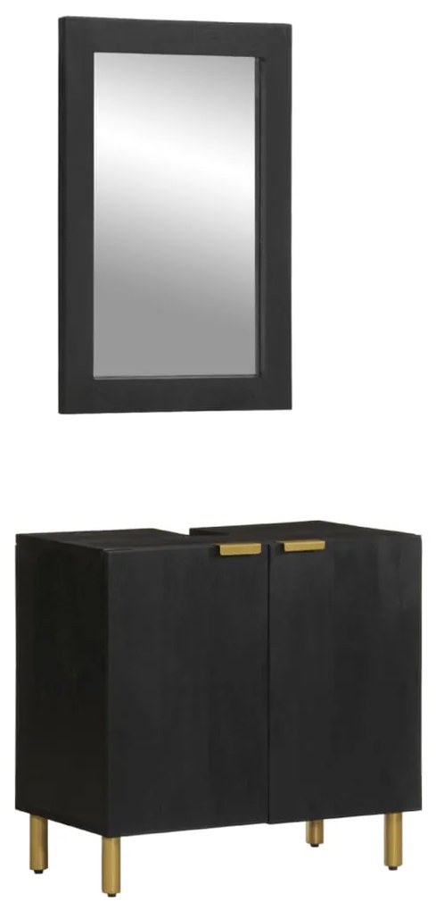 Set Mobili Da Bagno 2 Pz Nero İn Legno Multistrato /
