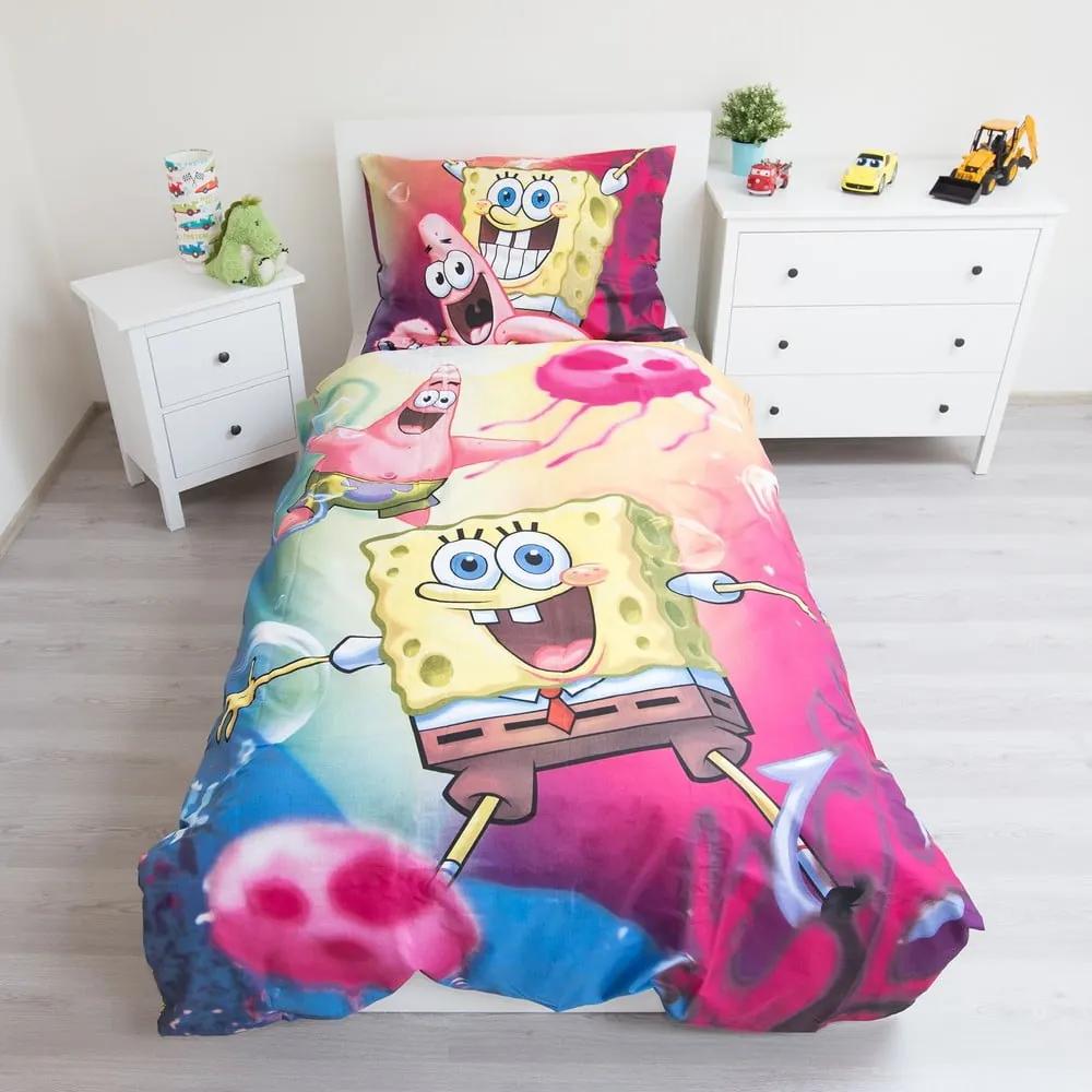 Biancheria da letto per bambini in cotone per letto singolo 140x200 cm Sponge Bob - Jerry Fabrics