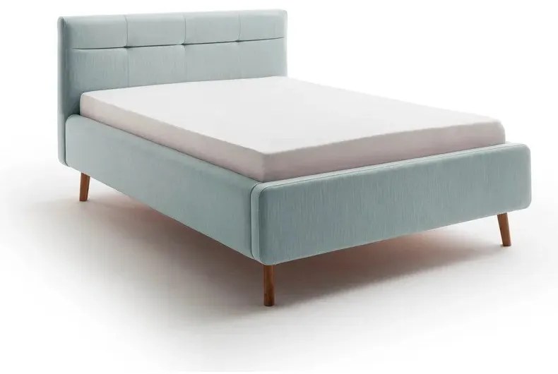 Letto matrimoniale imbottito azzurro con contenitore con rete inclusa 140x200 cm Lotte – Meise Möbel