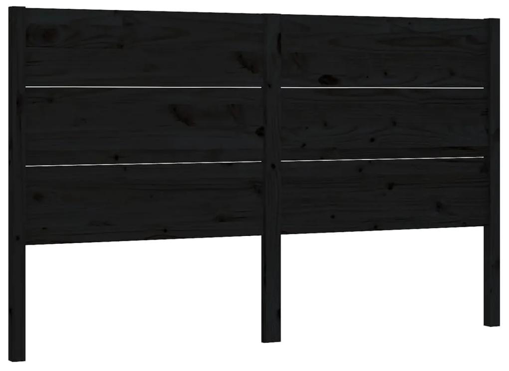 Testiera per letto nera 146x4x100 cm in legno massello di pino