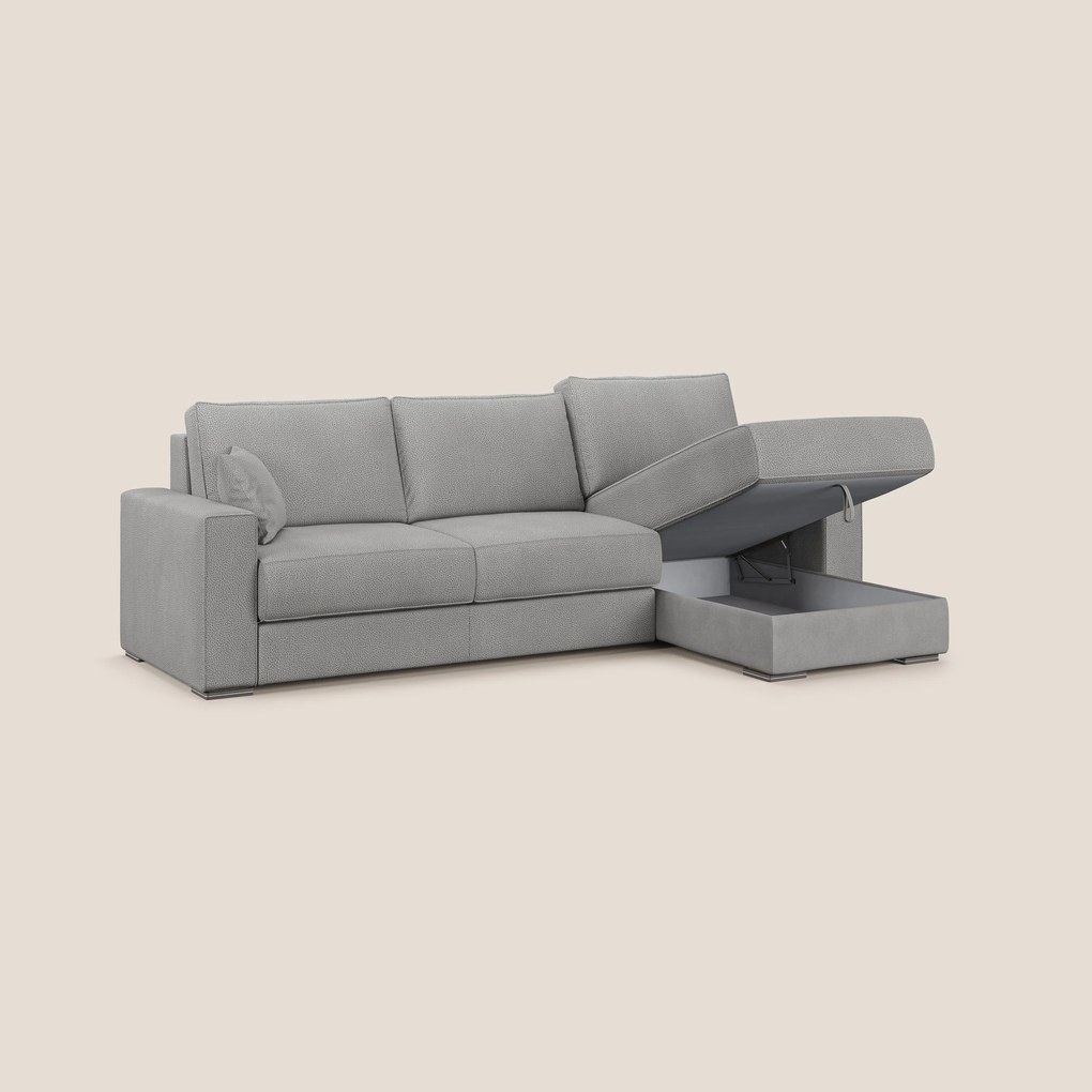 Dream Divano letto angolare in microfibra effetto pelle smacchiabile T15 grigio