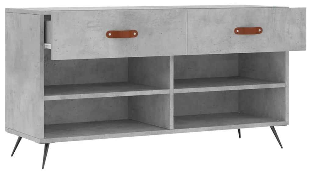 Panca Porta Scarpe Grigio Cemento 102x35x55cm Legno Multistrato