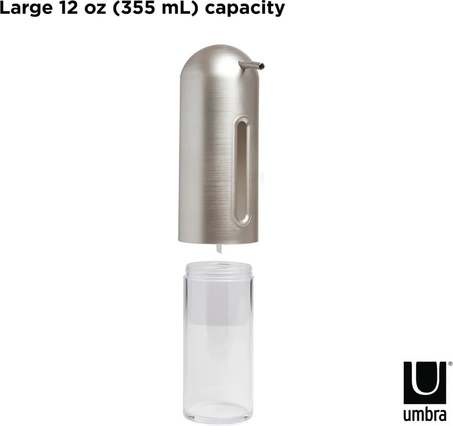 Dispenser di sapone in plastica argento 350 ml Penguin - Umbra