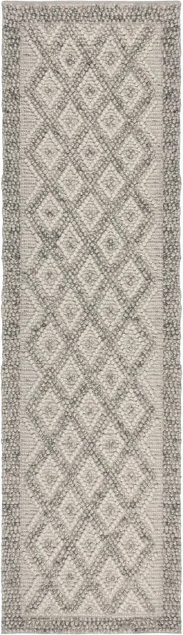 Passatoia grigio tessuta a mano in misto lana 60x230 cm Minerals Diamond - Flair Rugs